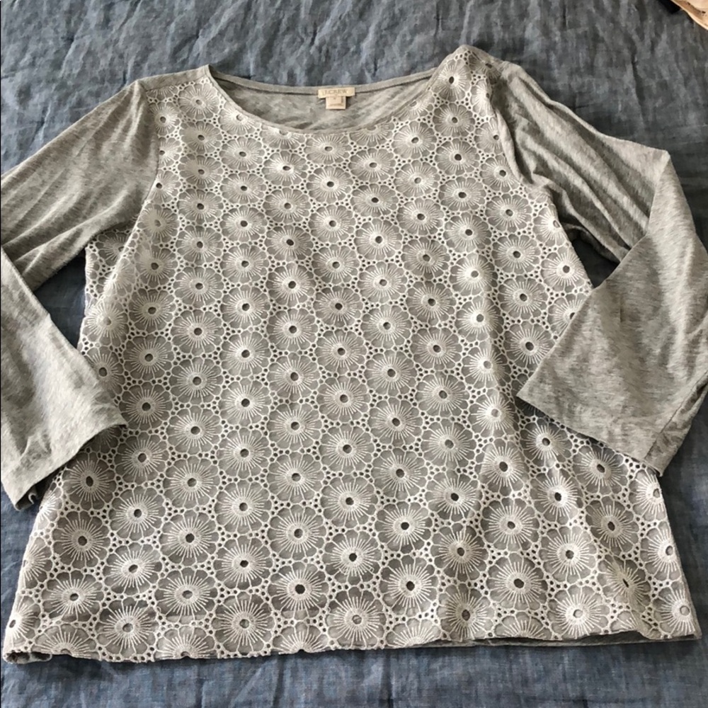 J Crew Silver Lace Top
